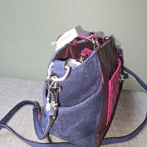NWT Coach Colorblock Crossbody Burgundy Blue Pink Quilted Turnlock - Picture 3 of 6